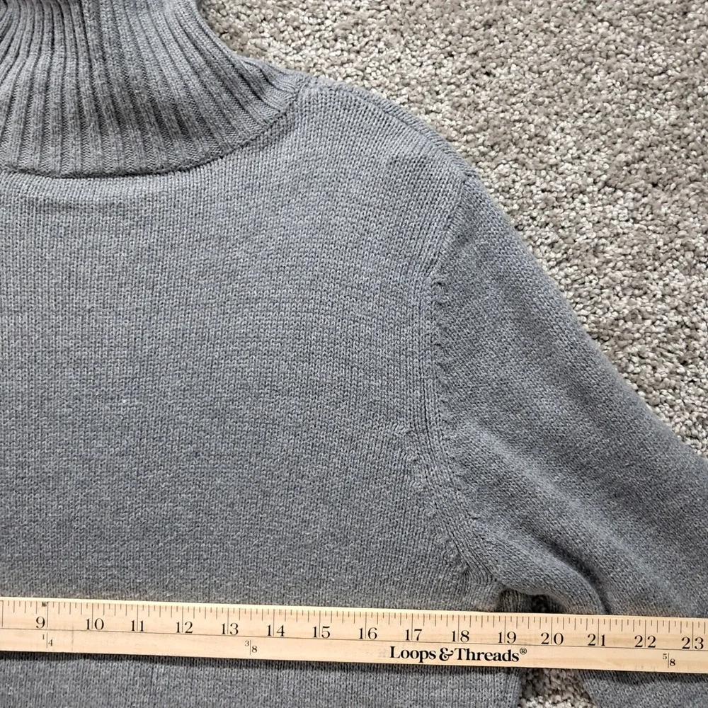 Croft & Barrow Mens Grey 100% Cotton Zip Funnel‎ Neck Cardigan Sweater Medium